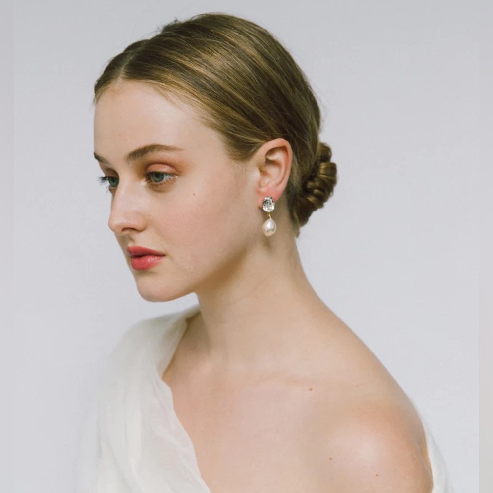 Over The Moon - Jennifer Behr - diamond and pearl earrings